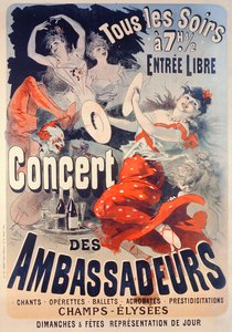 Plakat som reklamerer for Concert des Ambassadeurs, 1884
